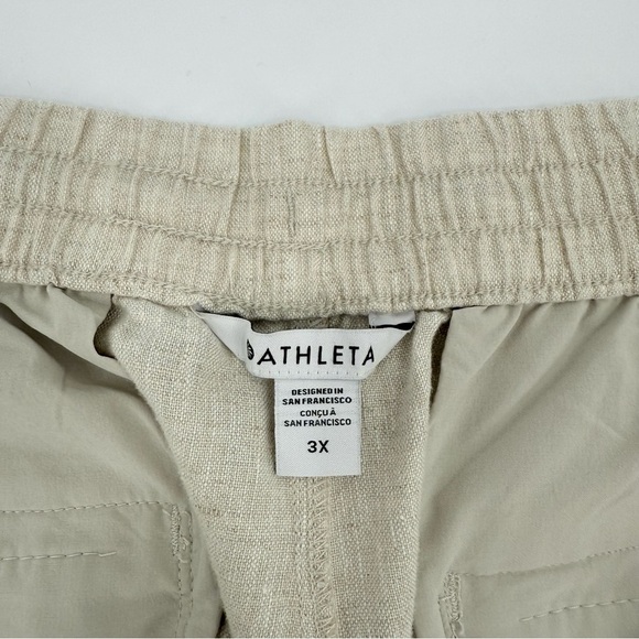 Athleta Retreat Linen High Rise Wide Leg Pant in Natural Undyed Size 3X NEW - Picture 4 of 13